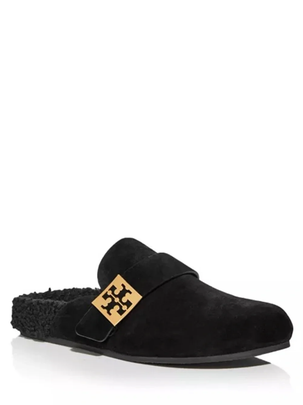 Tory Burch Black Suede Shearling Mellow Mules - size 10 - NWOB